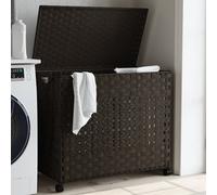 vidaXL Cesto Portabiancheria Ruote Marrone Scuro 66x35x60 cm Rattan
