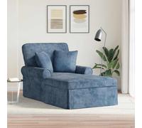 vidaXL Chaise Lounge con gonna con cuscino, blu, 157 x 91 x 91 cm, Ares, soggiorno, chaise lounge moderna, seduta elegante, design rettangolare, comoda sedia per la casa