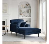 vidaXL Chaise longue Blu navy Tessuto in velluto a coste