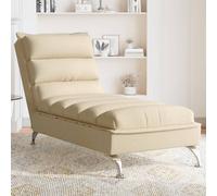 vidaXL Chaise Longue con Cuscini Crema in Tessuto