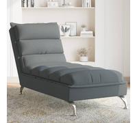 vidaXL Chaise Longue con Cuscini Grigio Scuro in Tessuto