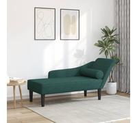 vidaXL Chaise Longue con Cuscini Verde Scuro in Tessuto