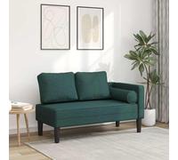 vidaXL Chaise Longue con Cuscini Verde Scuro in Tessuto