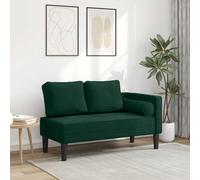 vidaXL Chaise Longue con Cuscini Verde Scuro in Velluto