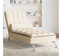 vidaXL Chaise Longue Massaggi con Capezzale Crema in Tessuto