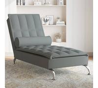 vidaXL Chaise Longue Massaggi con Capezzale Grigio Scuro in Tessuto