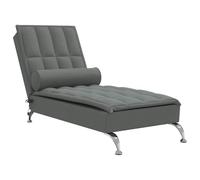 vidaXL Chaise Longue Massaggi con Capezzale Grigio Scuro in Tessuto