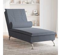 vidaXL Chaise Longue Massaggi con Capezzale Grigio Scuro in Velluto