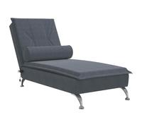 vidaXL Chaise Longue Massaggi con Capezzale Grigio Scuro in Velluto