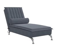 vidaXL Chaise Longue Massaggi con Capezzale Grigio Scuro in Velluto