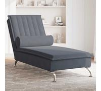 vidaXL Chaise Longue Massaggi con Capezzale Grigio Scuro in Velluto