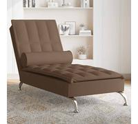vidaXL Chaise Longue Massaggi con Capezzale Marrone in Tessuto