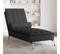 vidaXL Chaise Longue Massaggi con Capezzale Nero in Tessuto