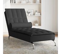 vidaXL Chaise Longue Massaggi con Capezzale Nero in Tessuto