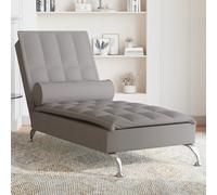 vidaXL Chaise Longue Massaggi con Capezzale Tortora in Tessuto