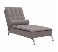 vidaXL Chaise Longue Massaggi con Capezzale Tortora in Tessuto