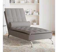 vidaXL Chaise Longue Massaggi con Capezzale Tortora in Tessuto
