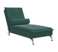 vidaXL Chaise Longue Massaggi con Capezzale Verde Scuro in Velluto