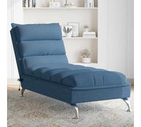 vidaXL Chaise Longue Massaggi con Cuscini Blu in Tessuto