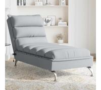 vidaXL Chaise Longue Massaggi con Cuscini Grigio Chiaro in Tessuto, chaise longue con cuscini, dormeuse, divano letto camera da letto, divano letto