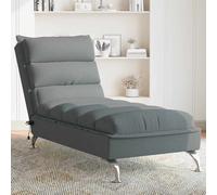vidaXL Chaise Longue Massaggi con Cuscini Grigio Scuro in Tessuto
