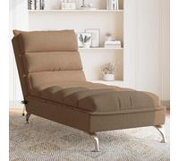 vidaXL Chaise Longue Massaggi con Cuscini Marrone in Tessuto