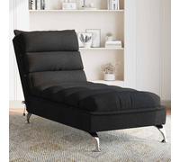 vidaXL Chaise Longue Massaggi con Cuscini Nero in Tessuto