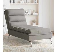 vidaXL Chaise Longue Massaggi con Cuscini Tortora in Tessuto