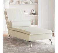 vidaXL Chaise Longue Massaggi con Cuscino a Rullo Crema in Velluto