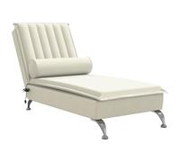 vidaXL Chaise Longue Massaggi con Cuscino a Rullo Crema in Velluto