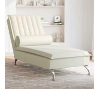 vidaXL Chaise Longue Massaggi con Cuscino a Rullo Crema in Velluto