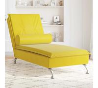vidaXL Chaise Longue Massaggi con Cuscino a Rullo Giallo in Velluto