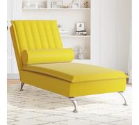 vidaXL Chaise Longue Massaggi con Cuscino a Rullo Giallo in Velluto