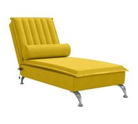 vidaXL Chaise Longue Massaggi con Cuscino a Rullo Giallo in Velluto