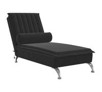 vidaXL Chaise Longue Massaggi con Cuscino a Rullo Nero in Velluto
