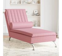 vidaXL Chaise Longue Massaggi con Cuscino a Rullo Rosso in Velluto