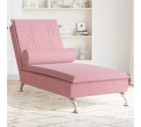 vidaXL Chaise Longue Massaggi con Cuscino Rosa in Velluto