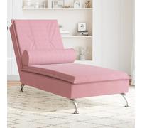 vidaXL Chaise Longue Massaggi con Cuscino Rosa in Velluto
