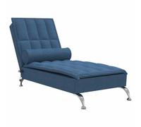 vidaXL Chaise Longue Massaggi Cuscino a Rullo Blu in Tessuto