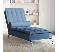 vidaXL Chaise Longue Massaggi Cuscino a Rullo Blu in Tessuto