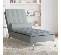 vidaXL Chaise Longue Massaggi Cuscino a Rullo Grigio Chiaro in Tessuto