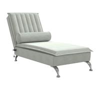 vidaXL Chaise Longue Massaggi Cuscino a Rullo Grigio Chiaro in Velluto