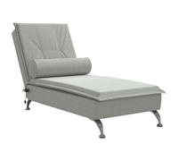 vidaXL Chaise Longue Massaggi Cuscino a Rullo Grigio Chiaro in Velluto