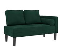 vidaXL Chaise Longue Divano Letto in Velluto Verde Scuro con Cuscini