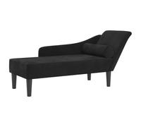 vidaXL Chaise Lounge divano 2 posti in velluto nero con cuscini, divano letto imbottito