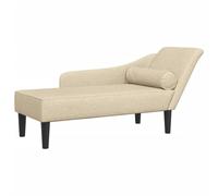 vidaXL Chaise longue met kussens stof crèmekleurig