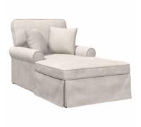 vidaXL Ares, Chaise Lounge con gonna e cuscino, color crema, 157 x 91 x 91 cm, per soggiorno, chaise lounge moderna, seduta elegante, design rettangolare, comoda sedia per la casa
