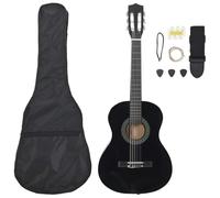 vidaXL Chitarra Classica per Principianti 8 pz Strumento di apprendimento Musicale Musicista Amatoriale Bambini Nero 3/4 36"