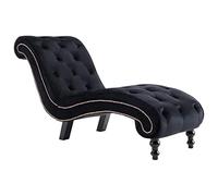 vidaXL Cislonga Imbottita Relax Ergonomica Trapuntata Chaise Lounge Sedia a Sdraio Elegante Morbida Lusso Ottomana Nera in Velluto