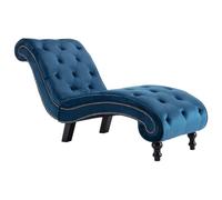 vidaXL Cislonga Imbottita Relax Ergonomica Trapuntata Chaise Lounge Sedia a Sdraio Lusso Elegante Morbida Ottomana Blu in Velluto